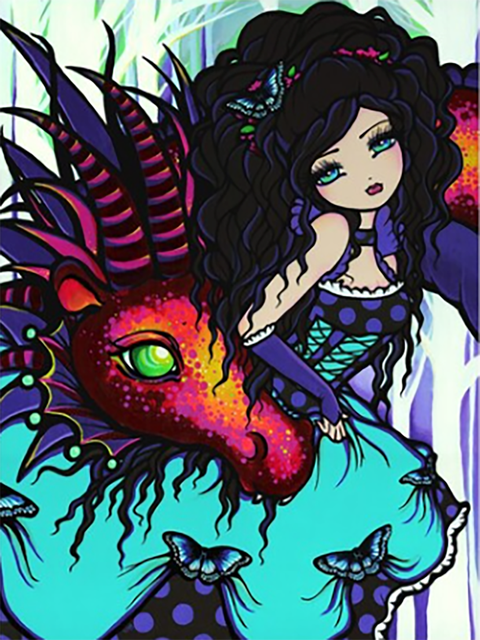 5D Diy Cartoon with Rhinestone: Dragon Girl