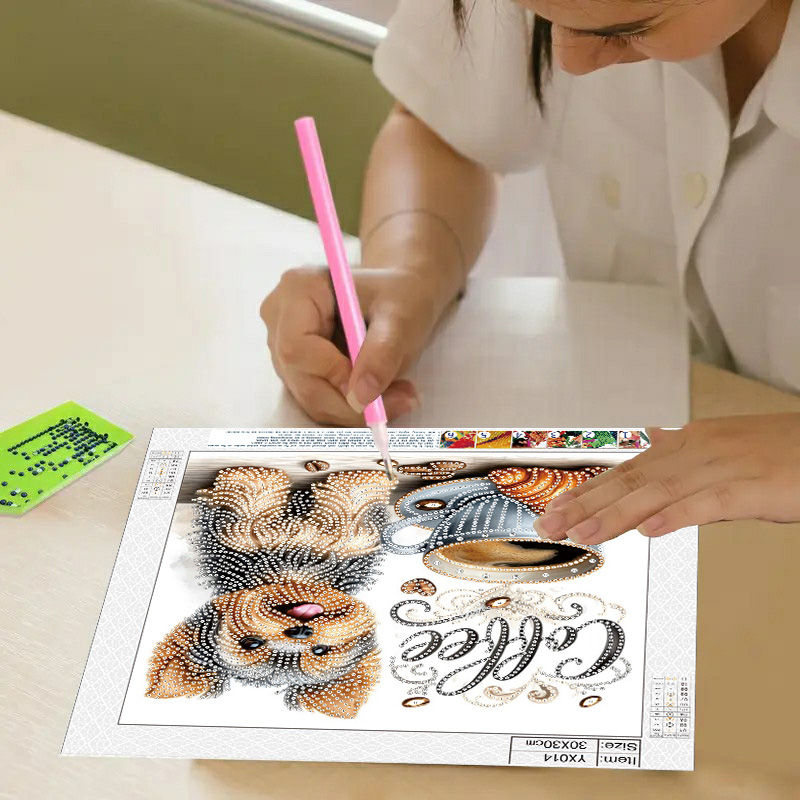 Thumbnail: DIY 5D Diamond Art Picture: Coffee and Puppy Time