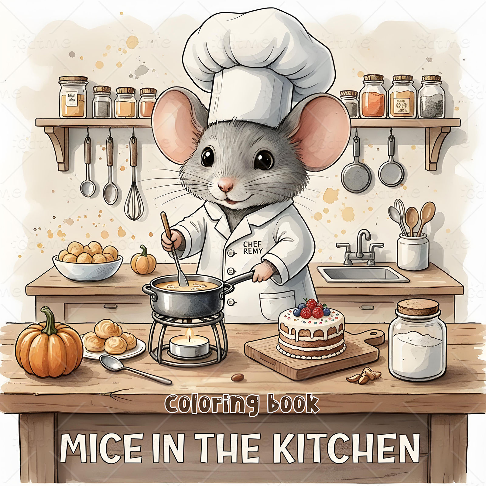 MICE IN THE KITCHEN Bold-easy Patterns Colouring Book for Adults