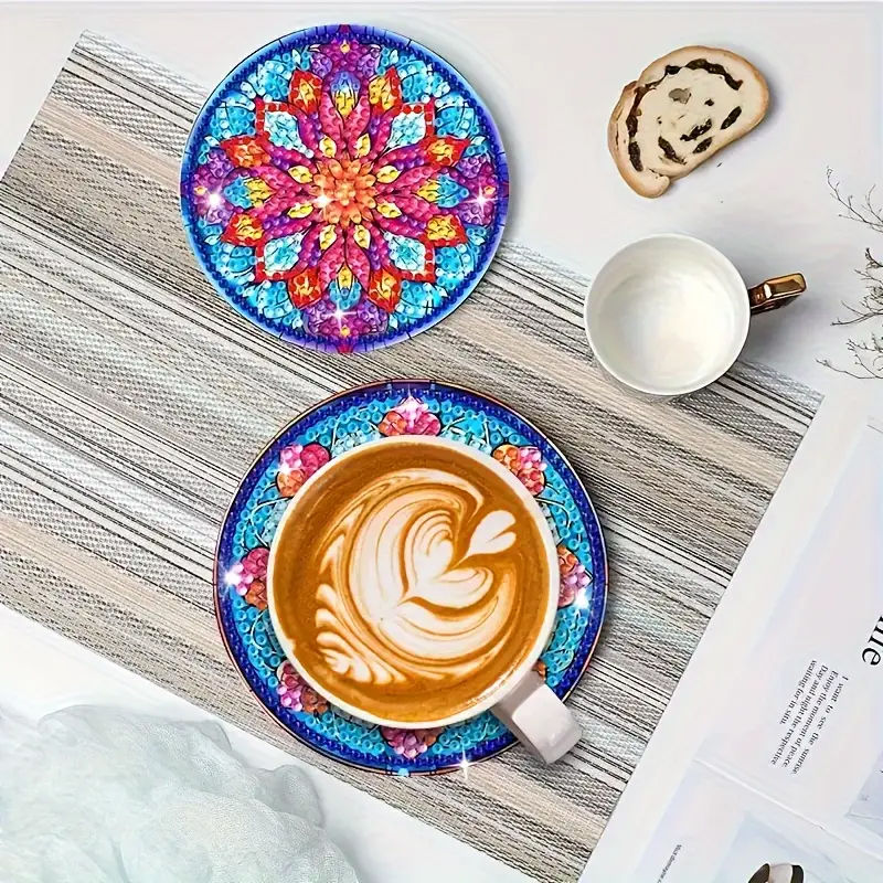 Thumbnail: set of 8 diamond painted coasters set acrylic Gonk coasters (with holder)