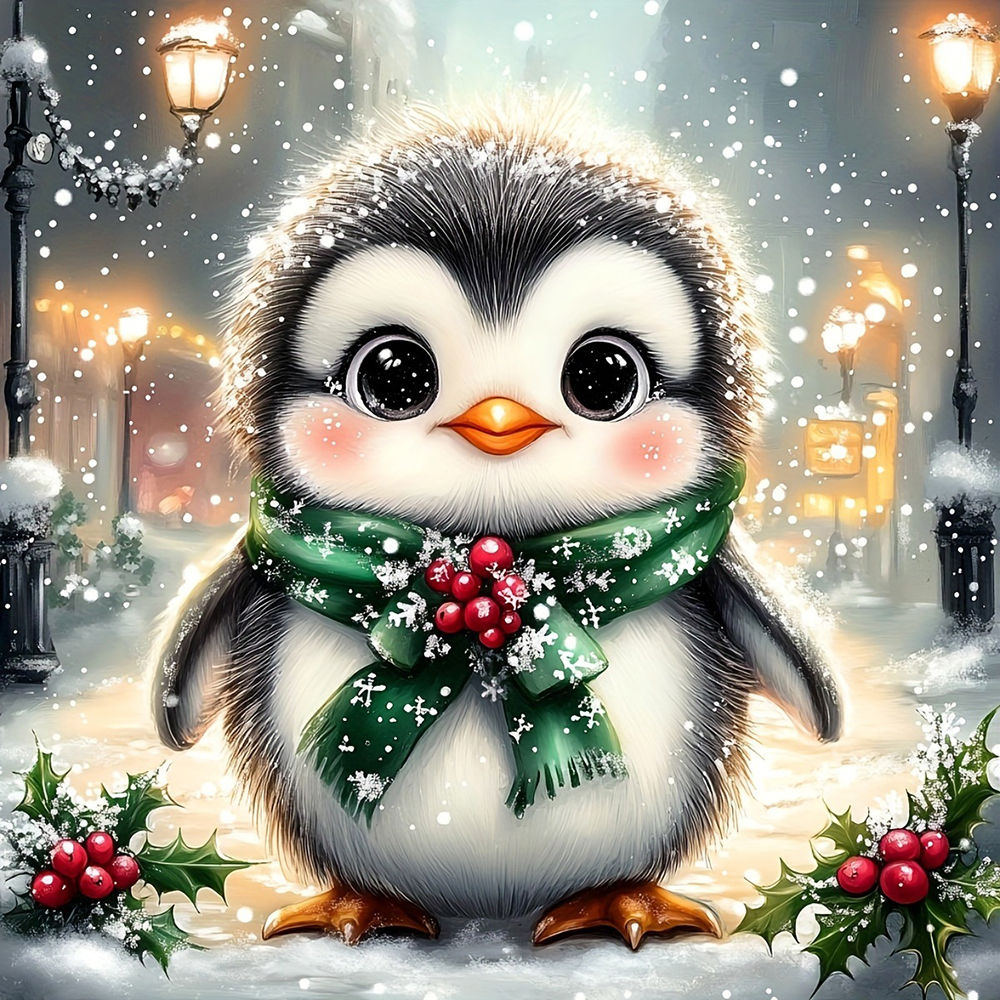 EverShine 5D Diamond Painting Kit: Cute Christmas Penguin