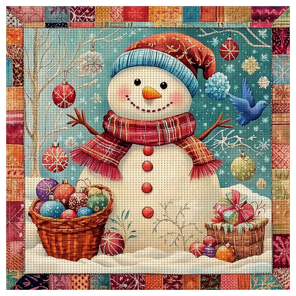 1pc Snowman Stamped Cross Stitch Kit DIY Kit 11CT/14CT