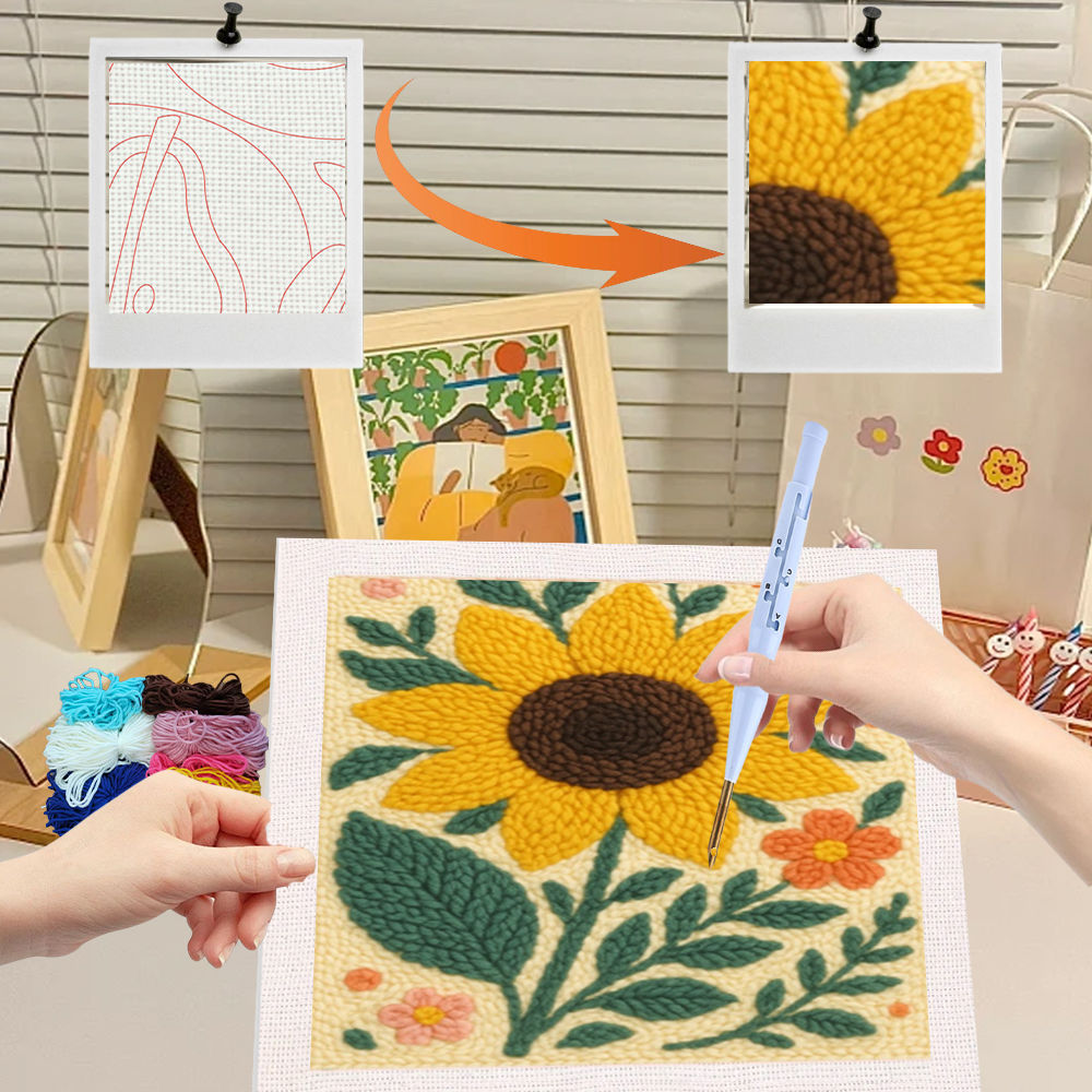 FLOWERS Punch Needle Frame Painting Kit