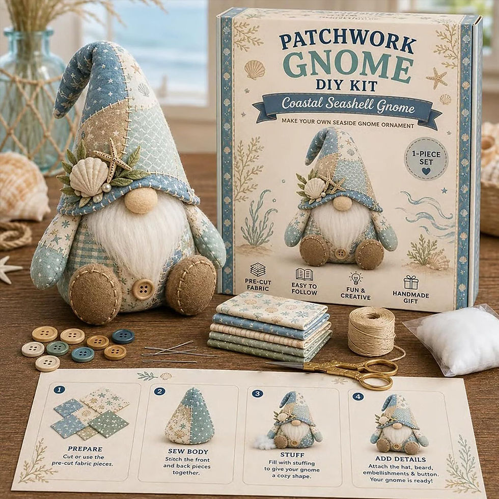 Thumbnail: Christmas DIY Gnome, (Gonk), Patchwork Making Kit Set for Beginners