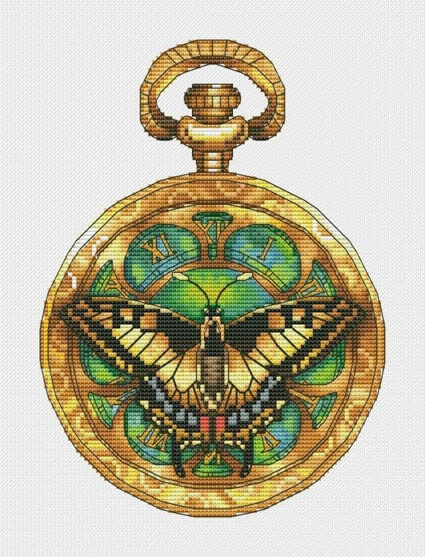 Laffy Lavender Series: Cross Stitch Kit -POCKET WATCH AND MOTH