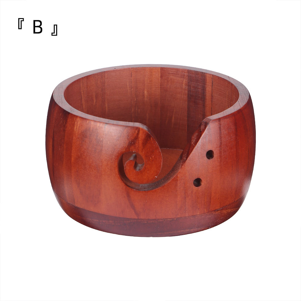 Thumbnail: QJH Wooden Knitting/Crochet Yarn Bowl with Holes, Handmade