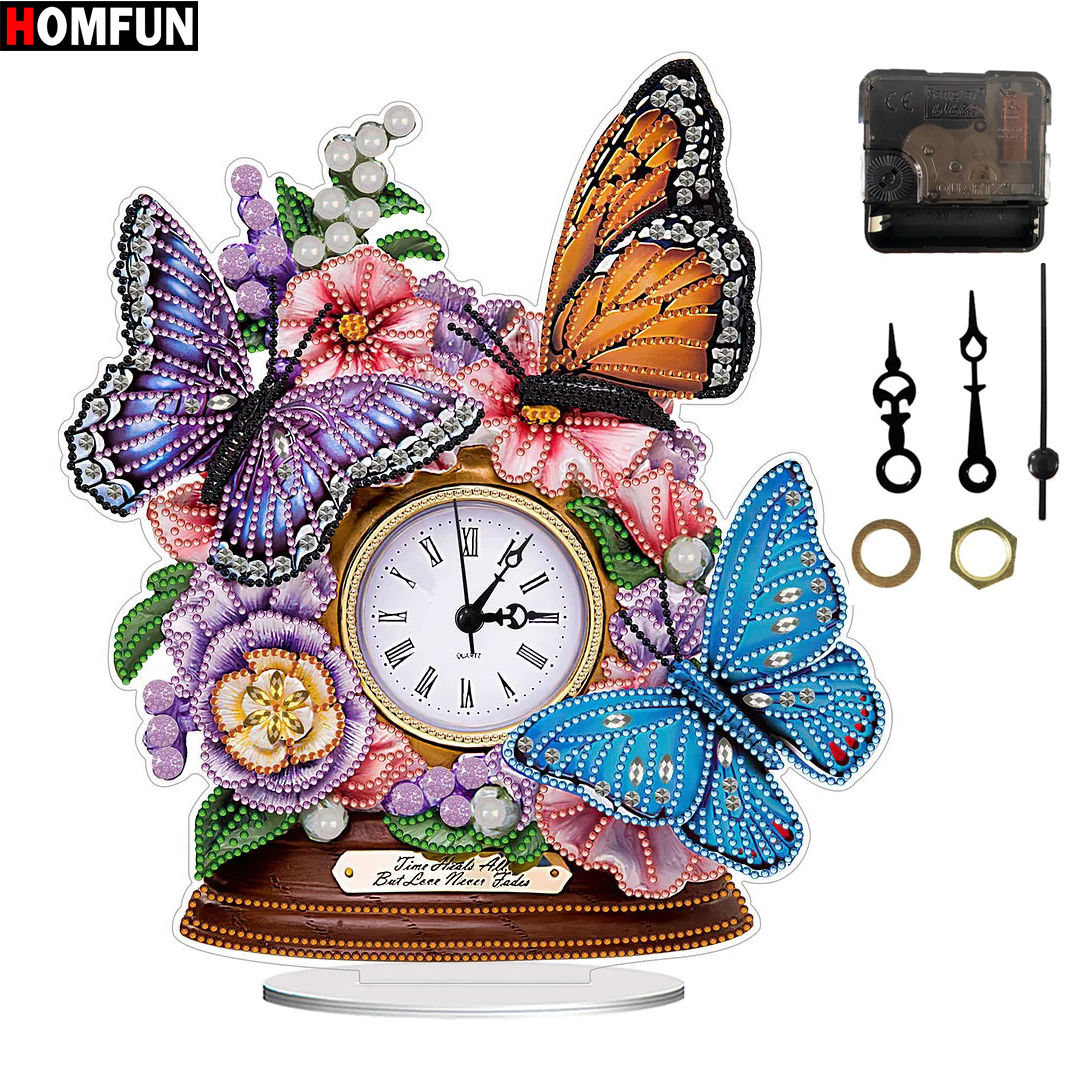 HOMFUN 5D DIY Special Shape Diamond Painting Ornament Crystal Handmade Clock