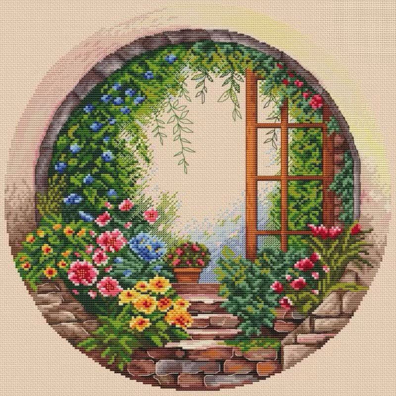 Summer Garden Flower House 16CT or 14CT Unprinted Top Quality Cross Stitch Kits