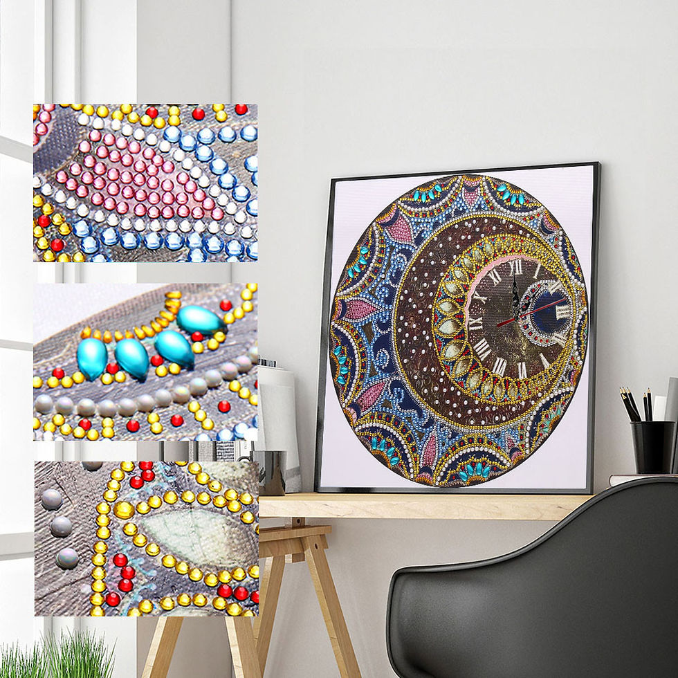 Thumbnail: 1 DIY 35cmX35cm mandala flower pattern diamond art painting clock set, frameless