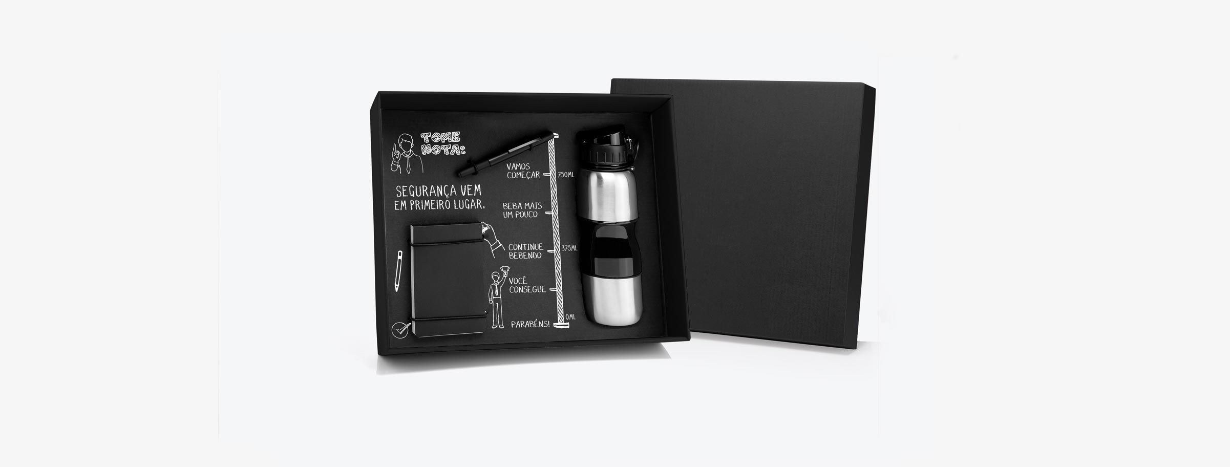 UP-90065 Kit Escritório Com Squeeze, Bloco De Anotações E Caneta