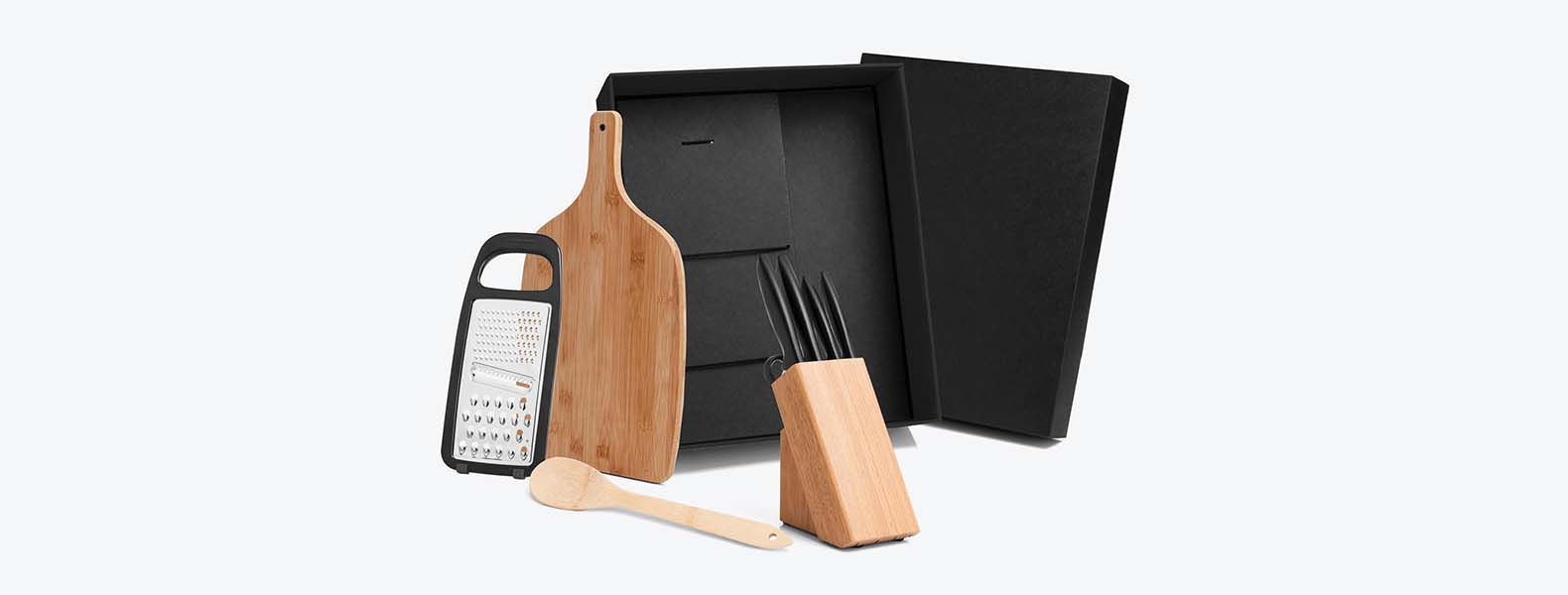 UP-20011 Kit Para Cozinha Em Bambu / Madeira / Inox - 9 Pçs