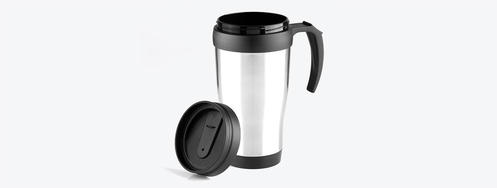 UP00411 Caneca Revestida Em Aço Inox - 410 Ml - Preta.