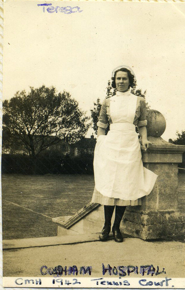 Teresa nursing Cossham Tennis Court 1942