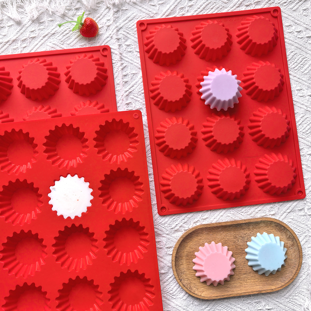 Killer Deals 1 pc 12 cavity circular Maffei cup egg tart chocolate biscuit mold for candy, silicone baking mold suitable for mini cake, jelly