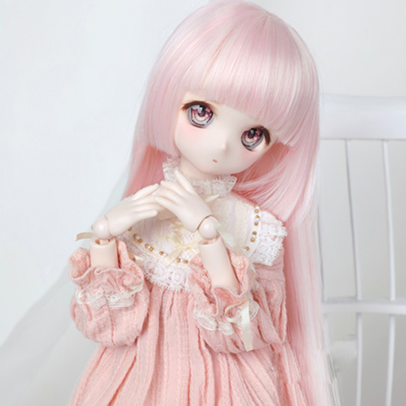 Grab Now! 1/3 1/4 1/6 1/8 High Temperature Wire Cute Pink Straight BJD Wig Super For Doll Hair Wig