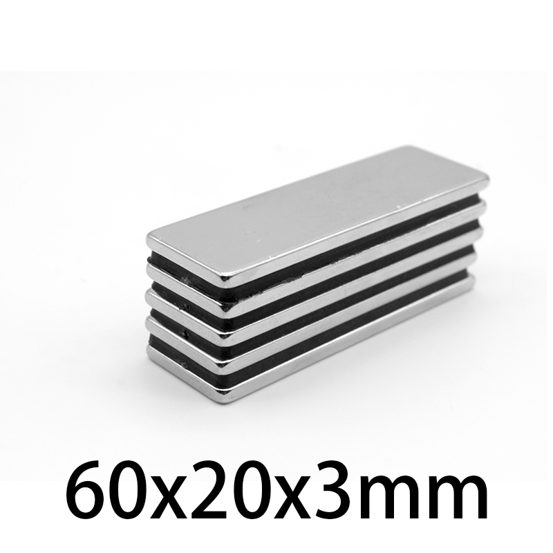  Epic Savings 1/2/5/10/15PCS 60x20x3mm Block Strong Powerful Magnets 60x20x3 Rare Earth Neodymium Magnet N35 Permanent NdFeB Magnet 60*20*3