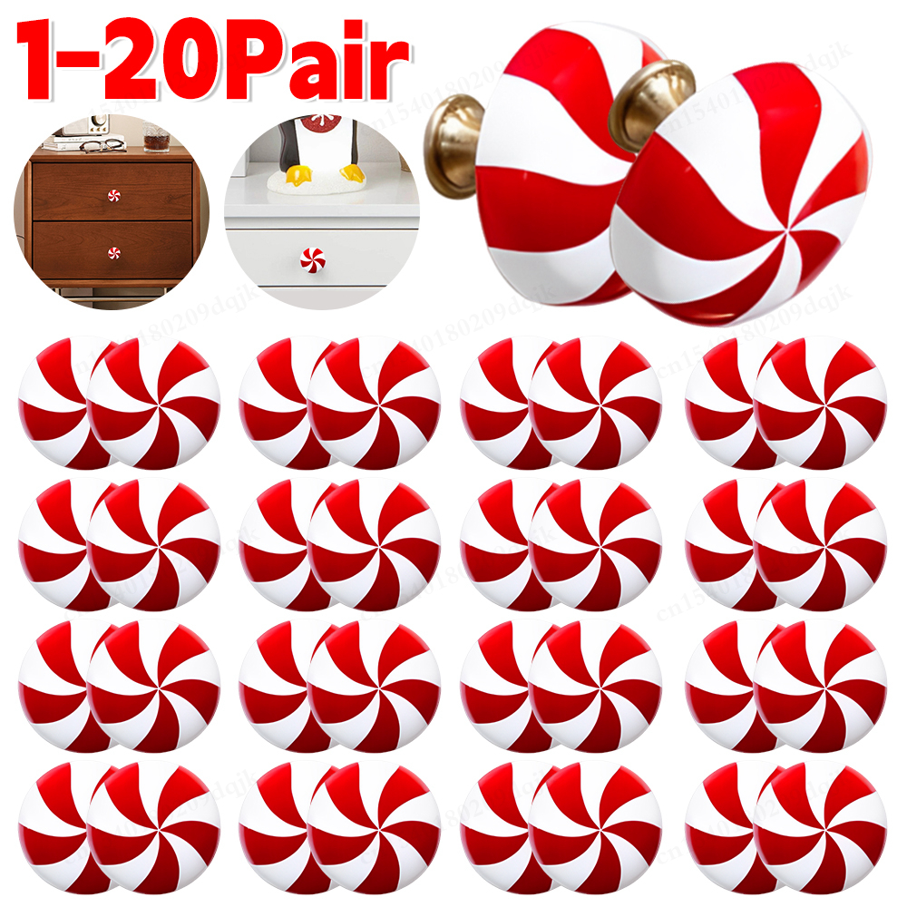  Act Fast! 1-20pair Christmas Knob Button Cover Xmas Tree Hanging Cover Decorations Peppermint Candy Cover Home New Year