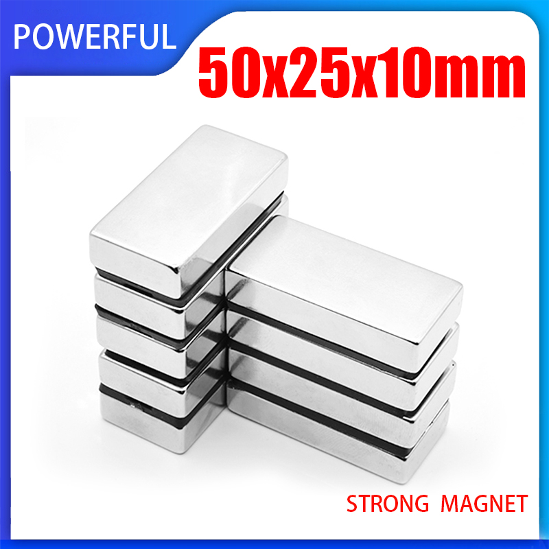  Save Like a Pro 1/2/3/5PCS 50mm x 25mm x 10mm Neodymium Magnet 50x25x10mm NdFeB Magnets Super Powerful Strong Permanent Magnetic Disc
