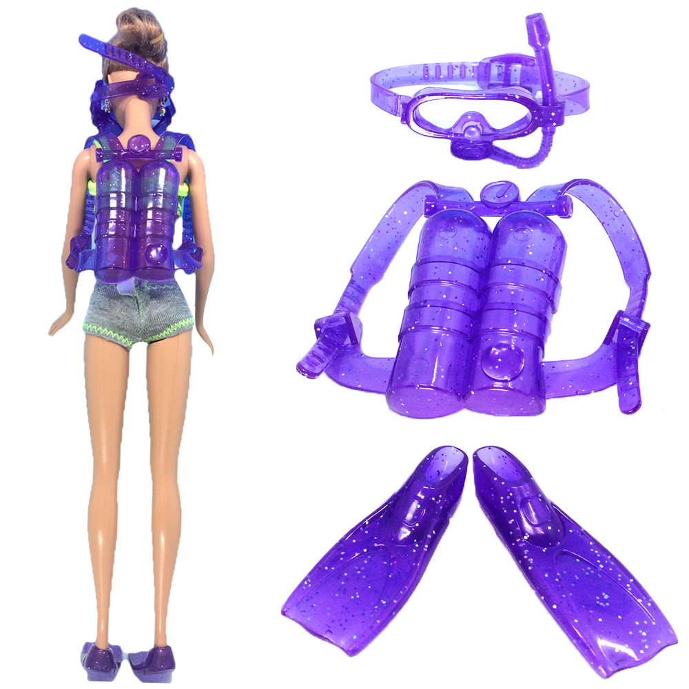  Budget-Friendly Picks 1 Set 1/6 Dolls Accessories For 1/6 Doll Purple Diving Equipment Plastic oxygen tank Swimming Glasses Feets Girl Gift