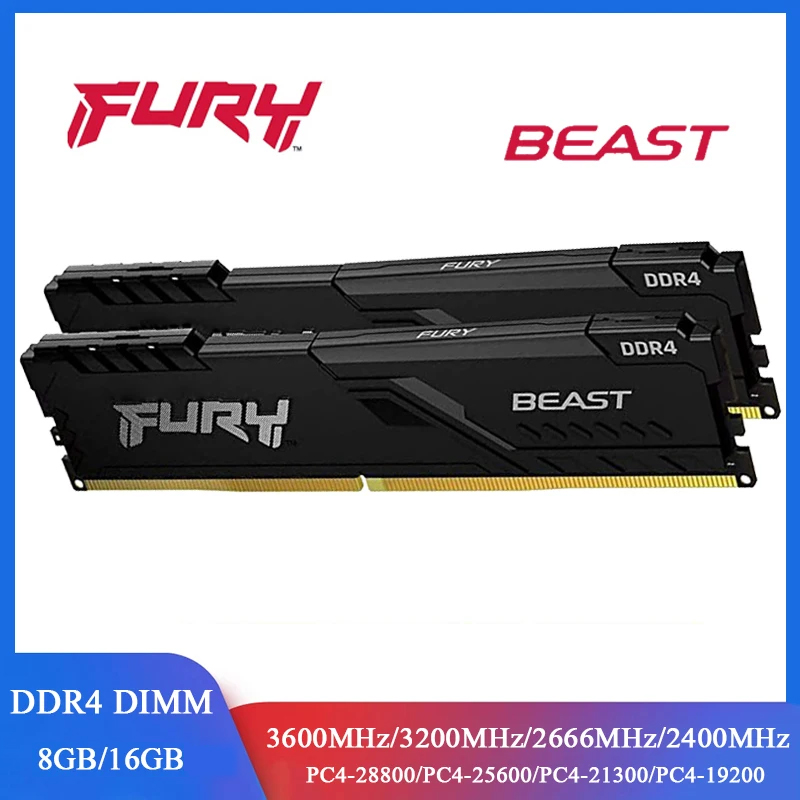  Hottest Offers 1/2PCS HypeX BEAST Memoria DDR4 RAM 8GB 16GB 3600MHz 2400 2666 3200MHz Desktop Memory 288Pin DIMM PC4-21300 25600 28800 DDR4 RAM