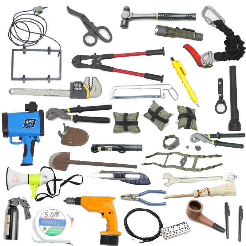 Don’t Miss Out! 1/6 Soldier Tool Miniature Model Socket Metal Shovel Speed Gun Screwdriver Saw Flashlight Shear Pliers Safety Rope Troop Tool