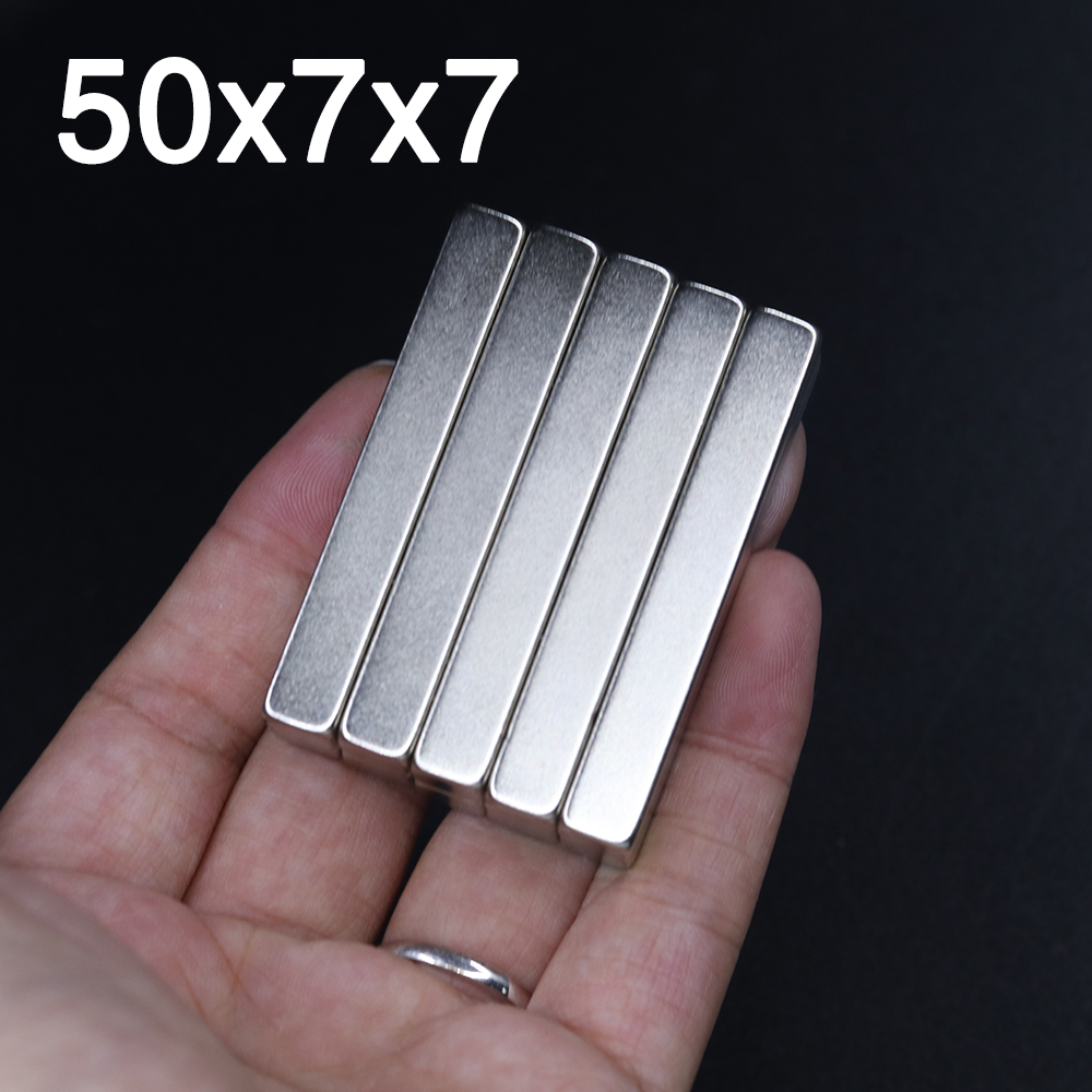  Don’t Wait! 1/2/5/10Pcs 50x7x7 Neodymium Magnet 50mm x 7mm x 7mm N35 NdFeB Block Super Powerful Strong Permanent Magnetic imanes