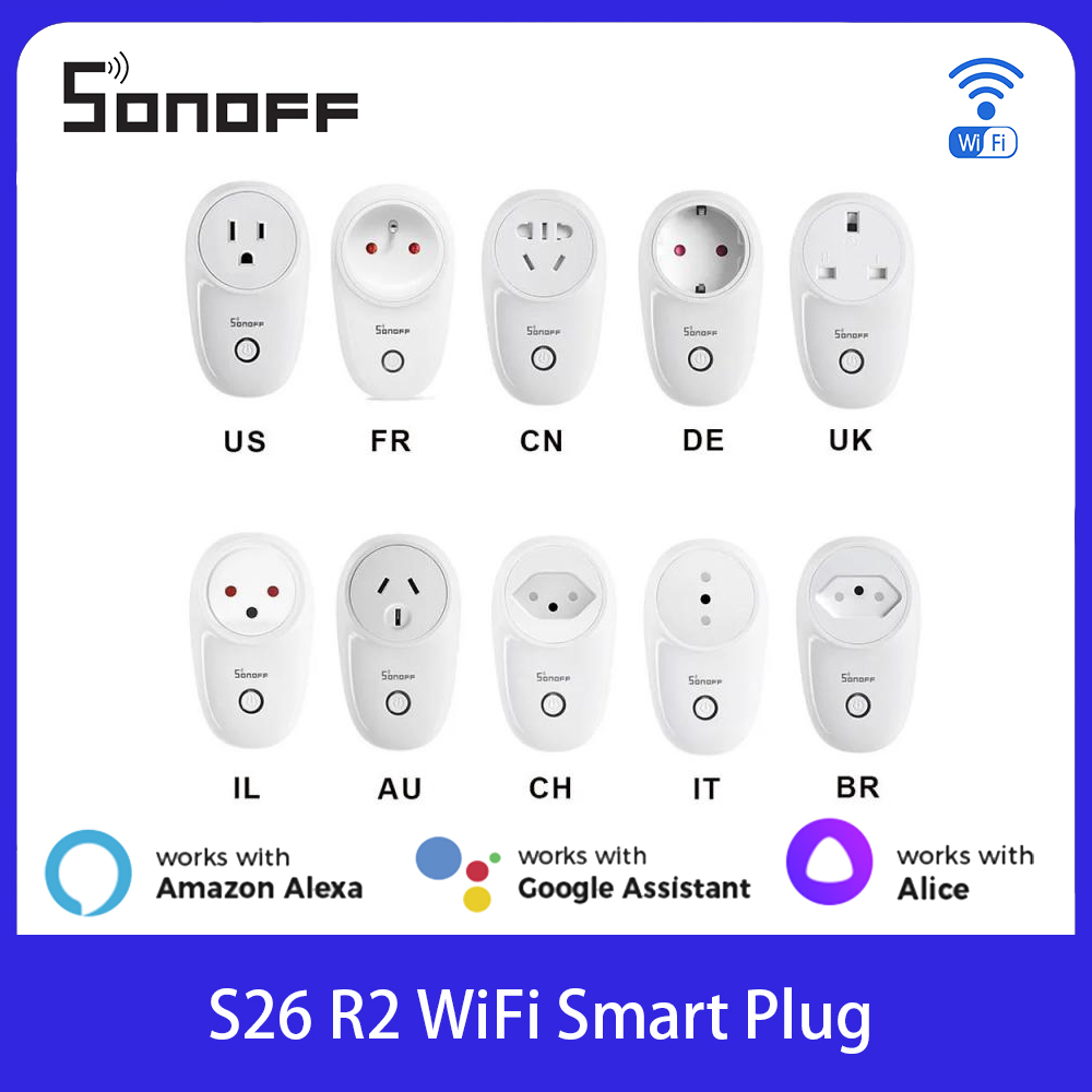  Grab Now! 1-4pcs Sonoff S26R2 WiFi Smart Plug Wireless Smart Socket Switch Timing Smart Voice Remote Control Via EWeLink Google Alexa