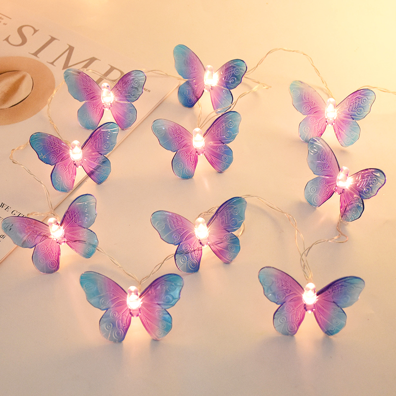 Budget-Friendly Picks 1.5M 10LED Butterfly Fairy Light Strings Garland Girls Butterfly Brithday Party Wedding Home Decorations Kids Christmas Gift