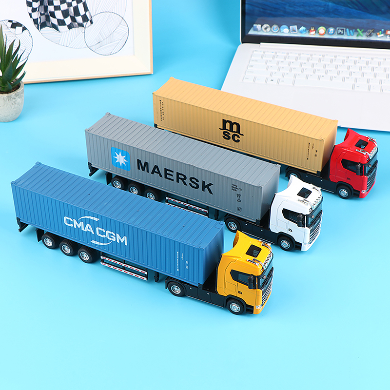  Grab Now! 1 PCS 1:36 Diecast Alloy Truck Head Model Toy Container Truck Pull Back With Light Engineering Transport Vehicle For Children