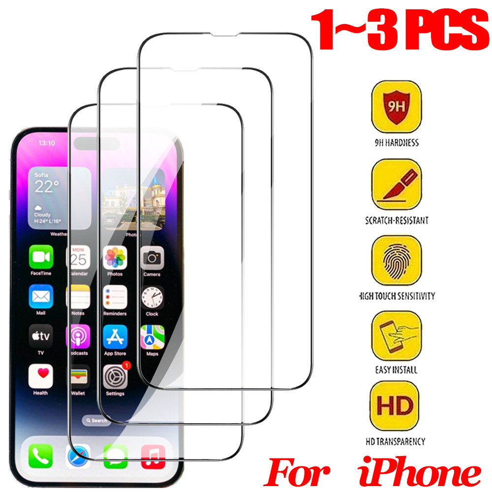 Act Fast! 1-3PCS Screen Protector Film For iPhone 16 15 14 13 Pro Max Tempered Glass iPhone 11 12 Pelicula mica iPhone15 Pro Plus 13 Mini