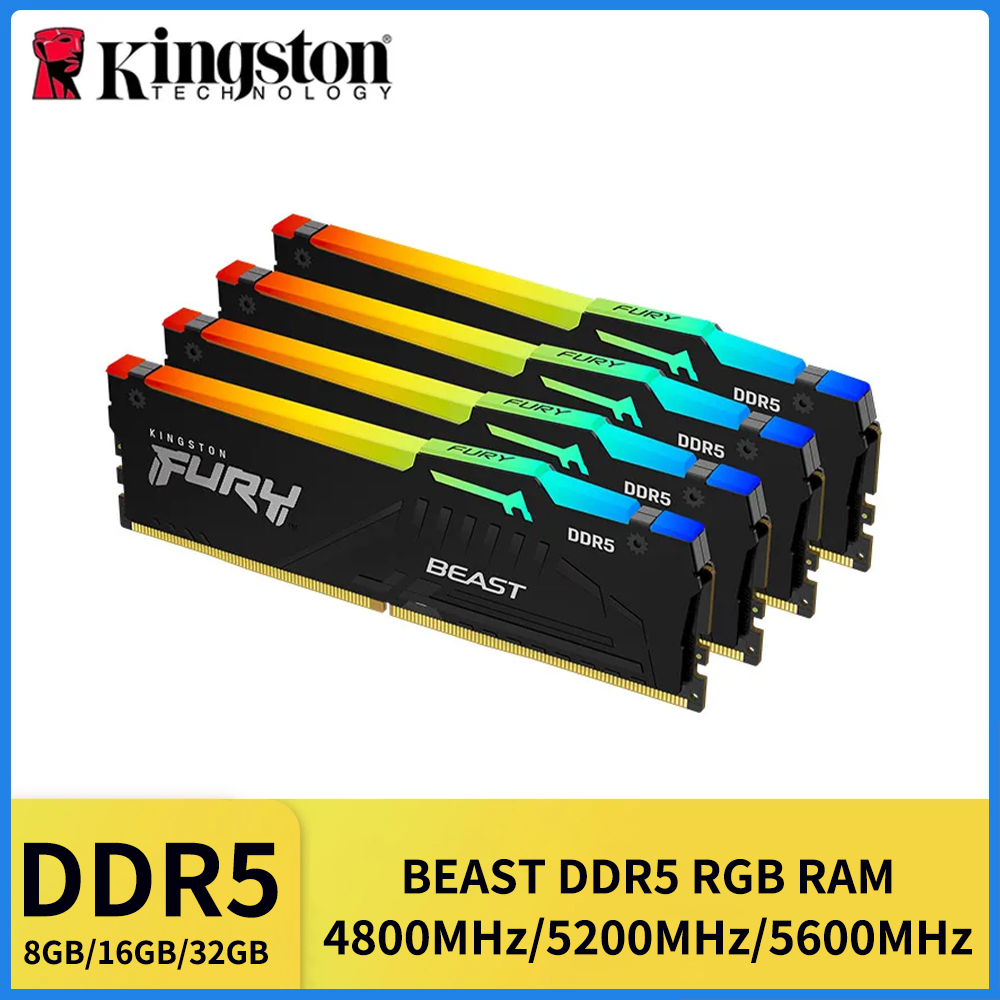 Save Before It’s Gone! 1/2Pcs Kingston FURY Beast DDR5 RGB 32GB 5600 6000MHz 16GB 8GB 5200MHz Desktop AMD Intel CPU Motherboard Memory RAM 288 PIN 1.1V