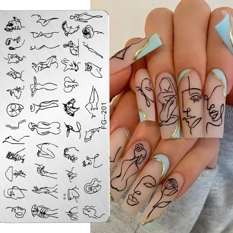 The Hottest Discounts 1 Modern Sexy Girl Nail Stamping Plate Nail Art Image Drawing Plates Stamper Painting Tool Stainless Steel Abstract Patten Nails