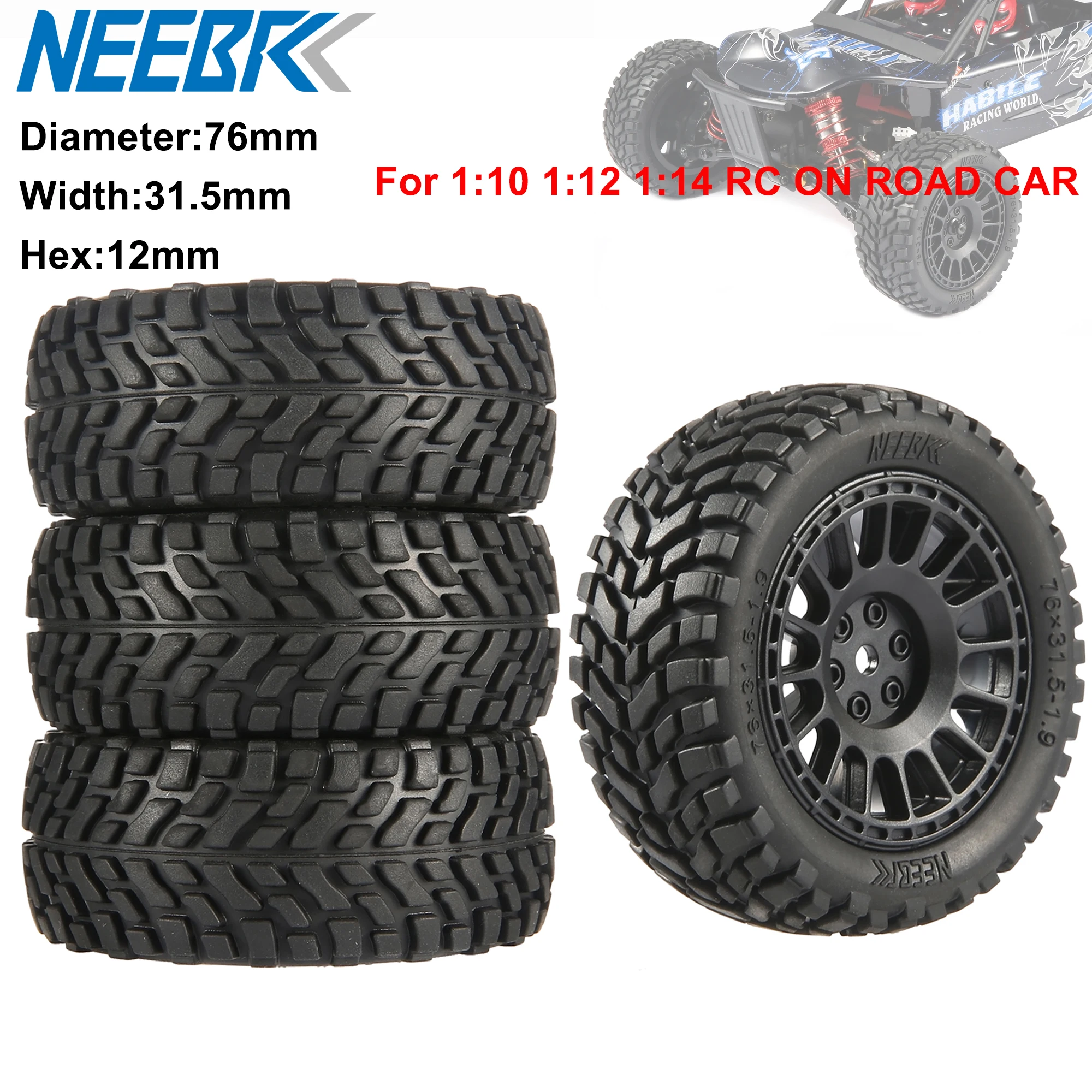  Shopping Spree Starts Now 1.9 inch 76mm RC Tires Wheel 12mm Hex Hubs for Wltoys 144010 144001 1/14 1/16 1/10 Scx10 Traxxas Trx-4 Tamiya RC Racing Car