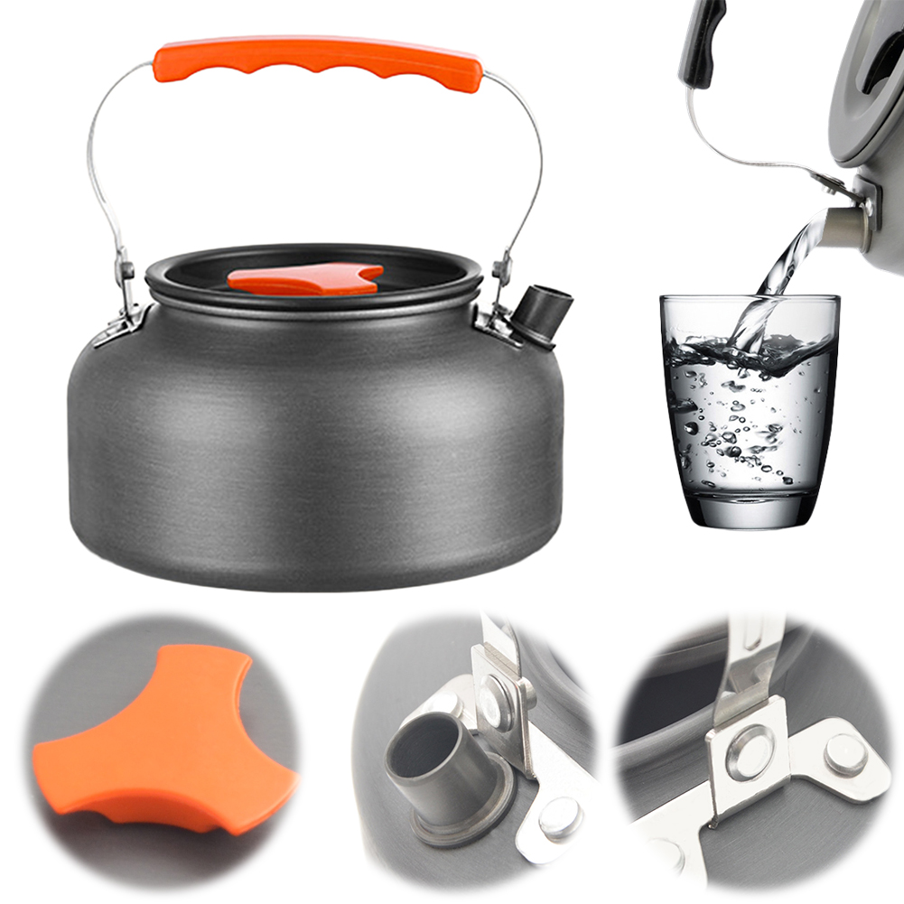  Super Discounts 0.8/1.6L Camping Kettle Lightweight Water Kettle Aluminum Alloy Coffee Pot Anti Scald Handle Multifunctional for Hiking Picnic