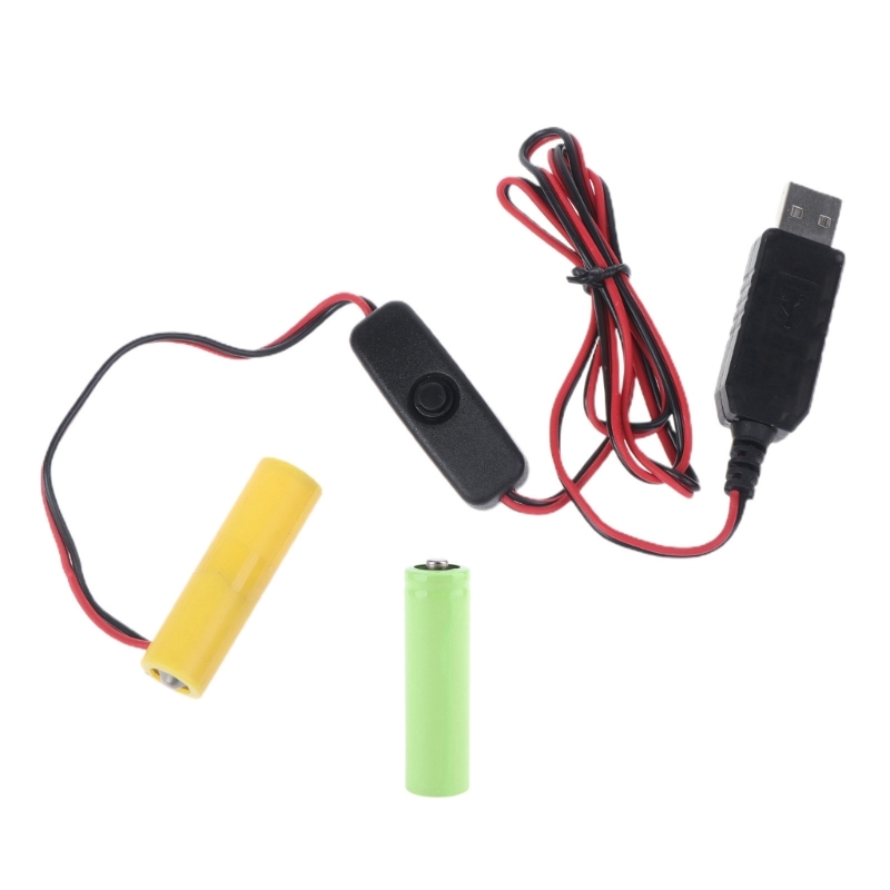 Smart Savings 1 Set AA/AAA Battery Eliminator Cable with Switch USB Interface Power Supply Wire Cord to Replace for 2/3/4pcs 1.5V AAA Battery