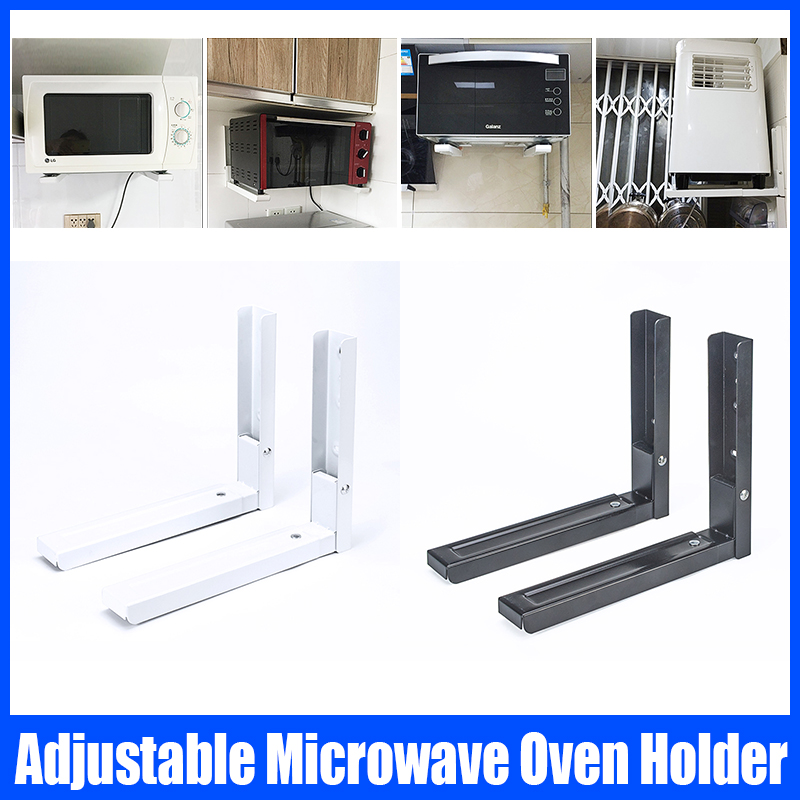  Incredible Deals Inside! 1 Pair Microwave Oven Holder Scalable Oven Bracket Foldable Shelf Rack Adjustable Wall Mount Bracket Support Frame