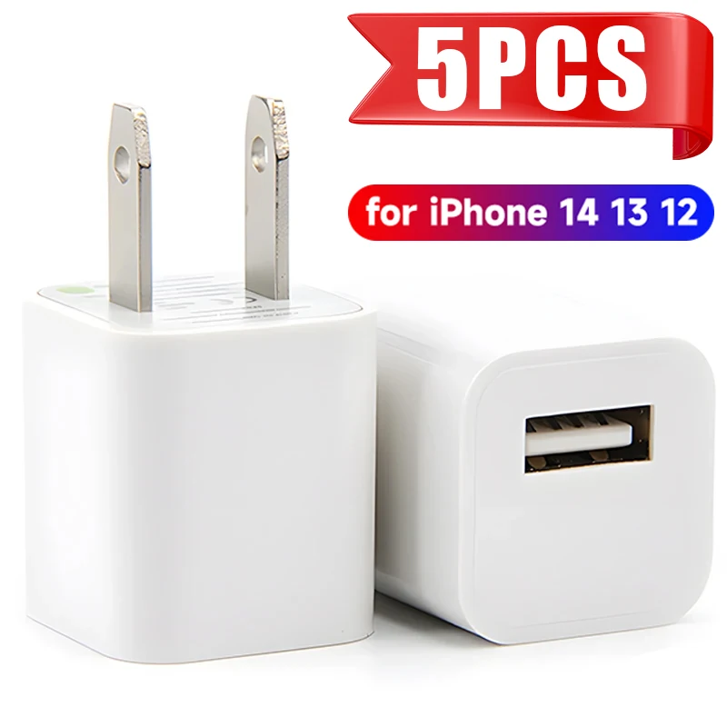 Exclusive Discounts 1-5Pcs USB Wall Charger Cube Block Adapter Fast Charging For iPhone 14 13 12 Pro Max XR XS X 8 7 6 Plus iPad Travel Accessories