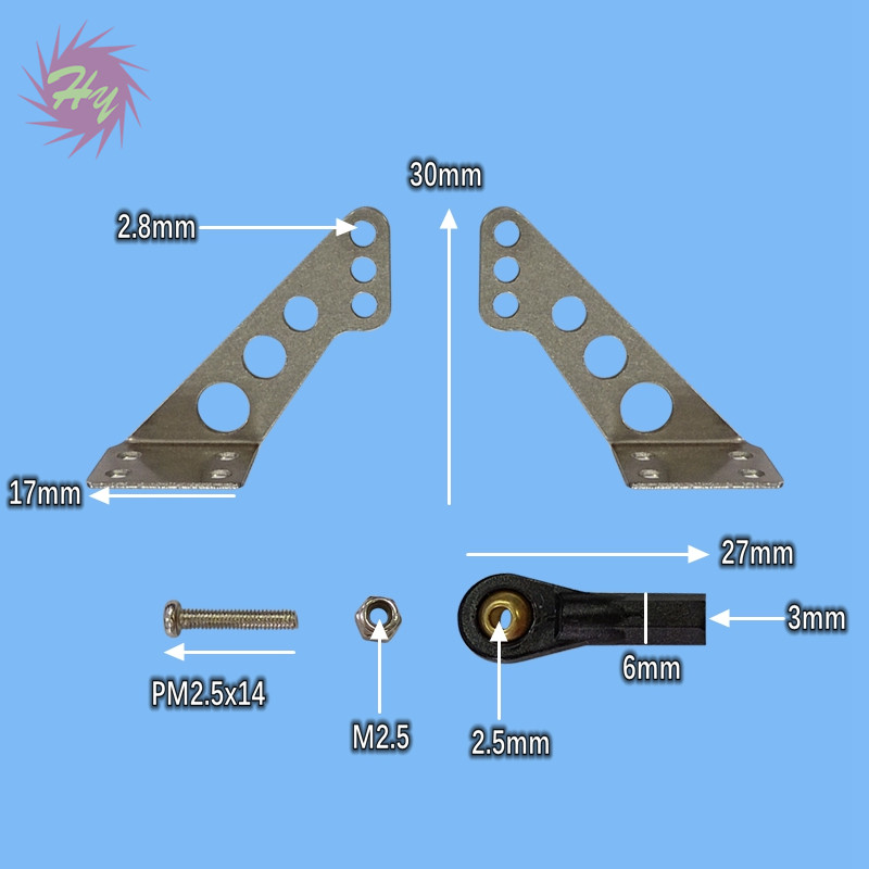 The Price is Right 1 Set Metal Horns+ Bolt Through Ball Silver Color For RC Accessorie Parts Model Plane For DIY