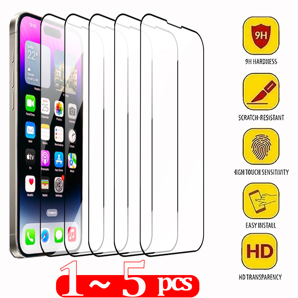 Must-Have Steals 1-5PCS Front Protective Film For iPhone 16 15 Pro Max Glass Screen Protector iPhone 15 14 13 12 11 Pro Max Tempered Glass iPhone15 Pro Pelicula Cristal Templado Apple 15Pro HD Anti-Scratch Phone Protection Glass