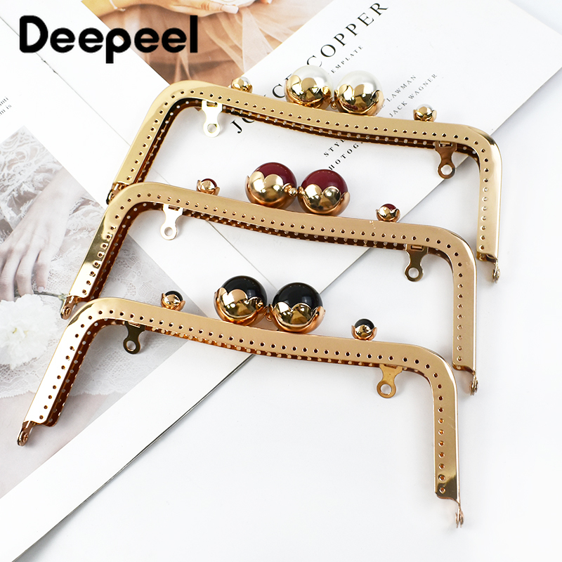  Your Best Deal Yet! 1/2Pcs 20cm Pearl Head Metal Purse Frame Bag Handle Kiss Clasp for Women HandBag Wallet Sewing Brackets DIY Bags Accessories