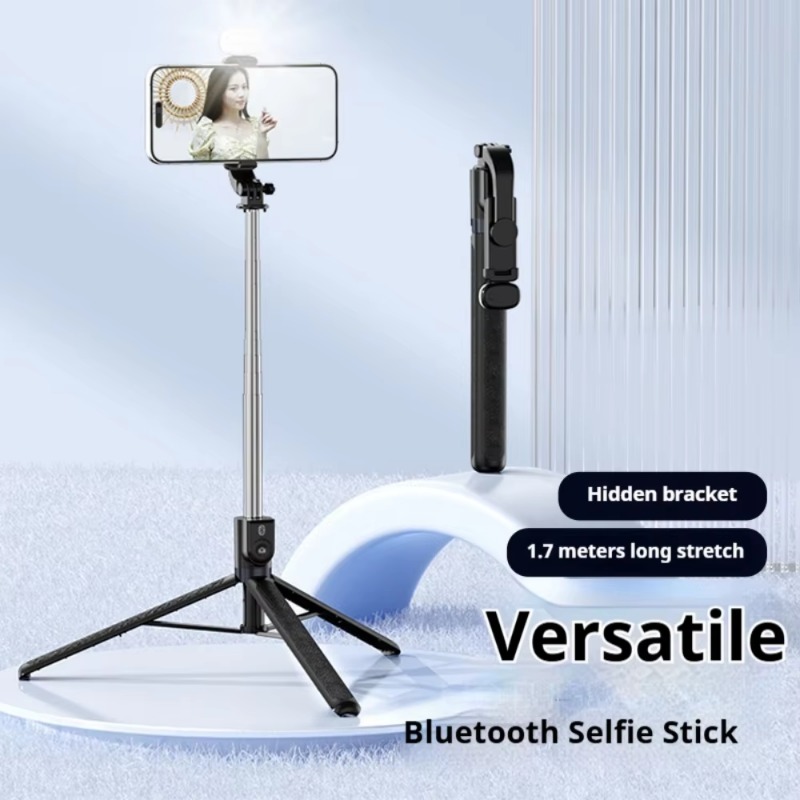 Can’t-Miss Deals 1.7M Extendable Selfie Stick Tripod with LED Light Floor Stand Universal Adjustable for Live Streaming Photography