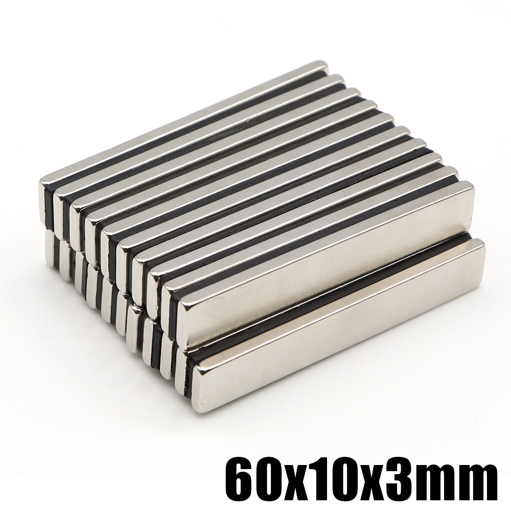 Unbeatable Discounts 1/2/5/10/20Pcs 60x10x3 NdFeB Neodymium Magnet Super Powerful Block Permanent Disc Magnetic imanes 60x10x3