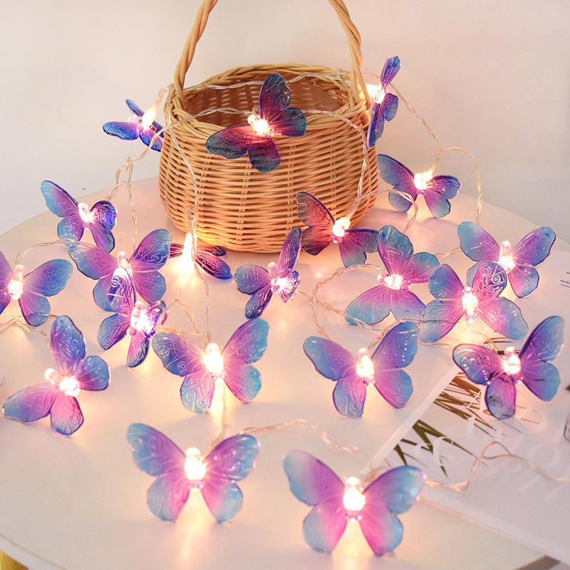  Act Now! 1.5M 10LED Butterfly Lights String Battery Outdoor Fairy Night Lamp Room Garland Curtain Girls Brithday Wedding Party Decoration