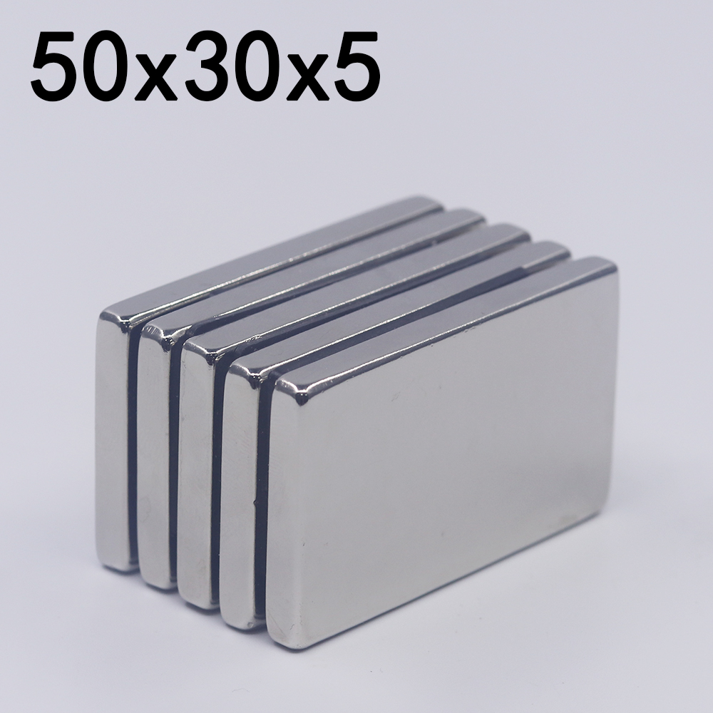 Can’t-Miss Offers 1/2/5Pcs 50x30x5 Neodymium Magnet 50mm x 30mm x 5mm N35 NdFeB Block Super Powerful Strong Permanent Magnetic imanes