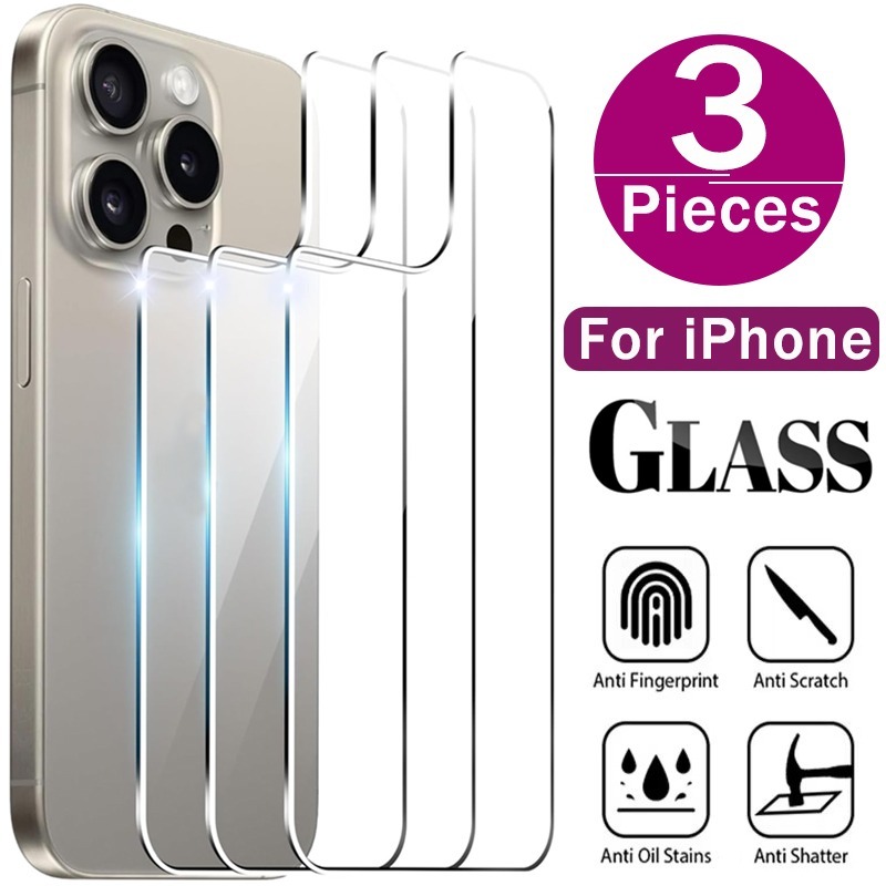 Deals Too Good to Ignore 1-3PCS Back Screen Tempered Glass For iPhone 16 15 12 14 13 Pro Max 14 16 15 Plus 12 13 Mini Phones Rear Screen Protector Films