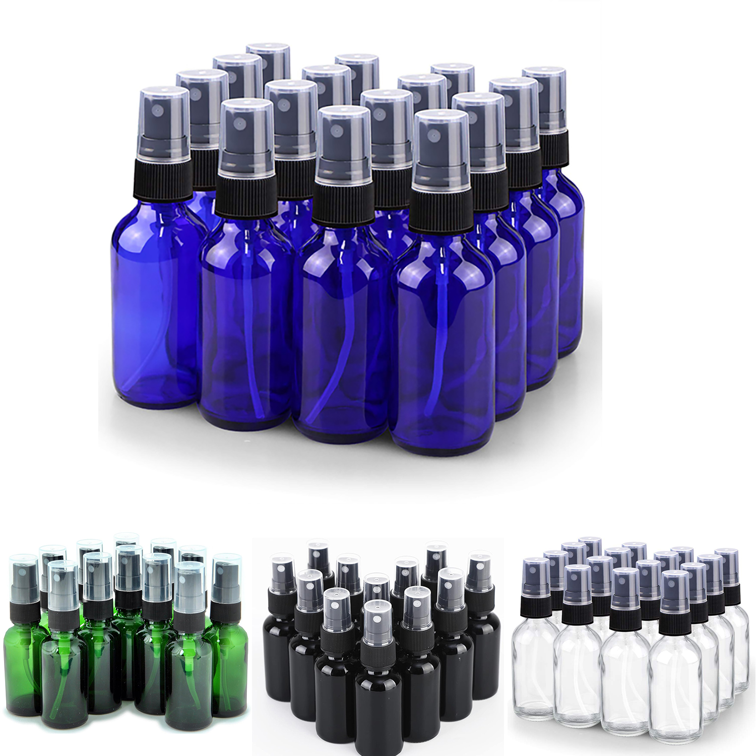  Rush Now! 1 Pcs 5ml -100ml Glass Spray Bottle with Mist Sprayer for Essential Oil Refillable Portable Travel Blue Green Transparent Black