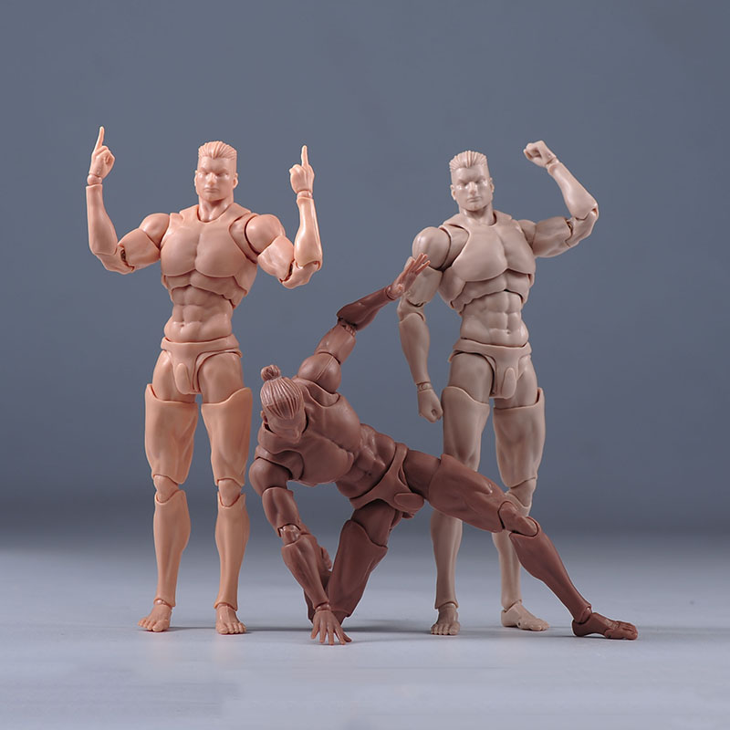  Top-Rated Bargains 1/12 Scale Male Super Flexible Joint Body 16cm White Yello Black Action Figure Muscle Articulated Body Doll for Artist Painting