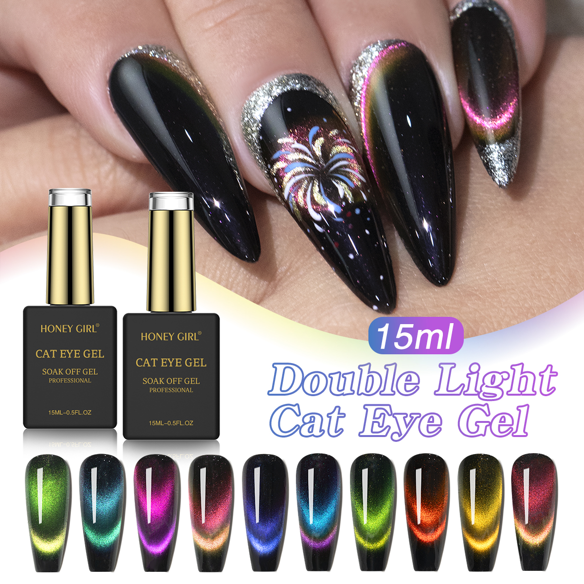  Can’t-Resist Prices 10 Colors Glitter Bi-Light Cat Eye Gel Polish Magnet 9D Holographic Cat Eye Nail Gel Nail Art