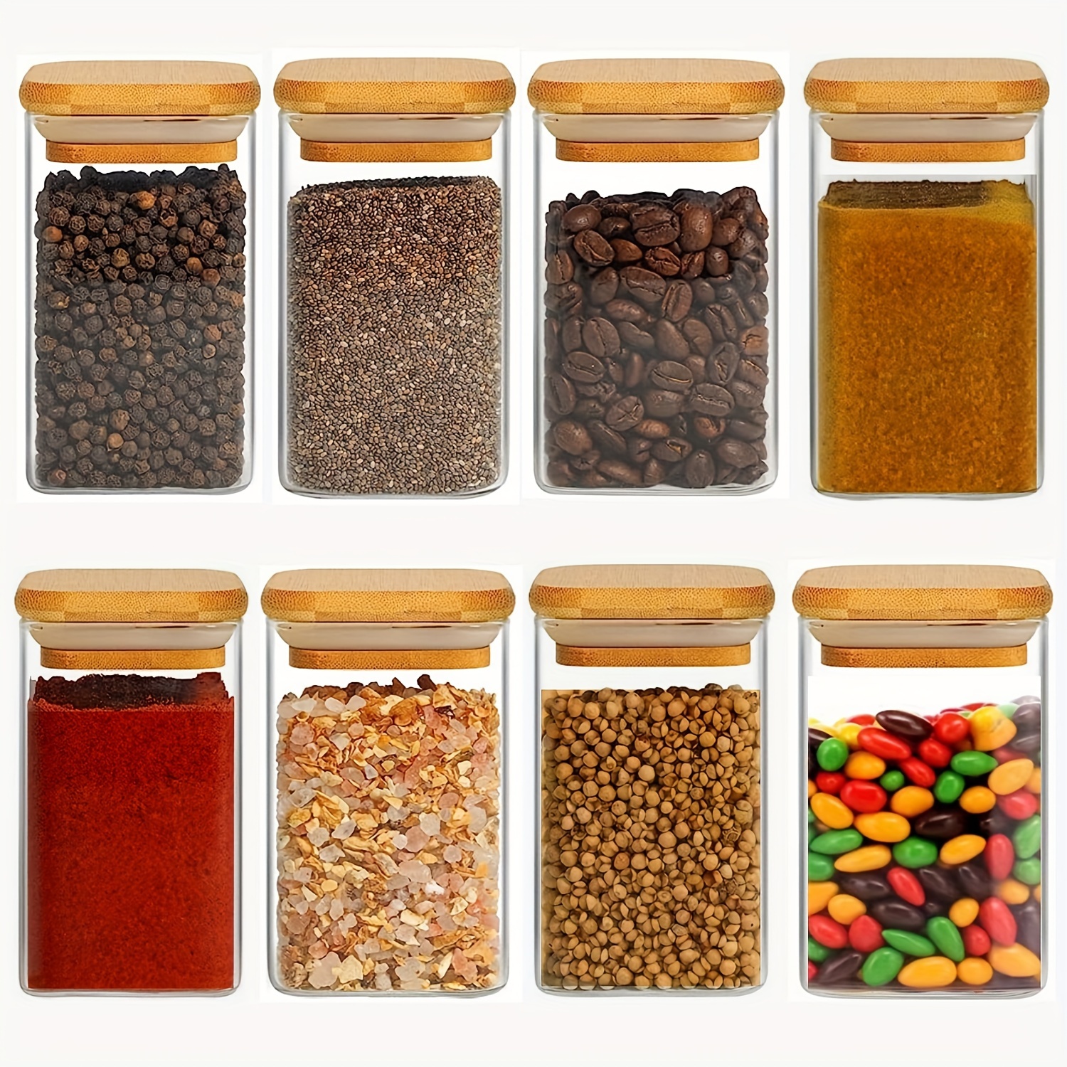 Best Picks at the Best Price! 1/2/4/8pcs, 10oz Glass Jars With Airtight Lids, Candy Jars, Food Storage Containers With Bamboo Lids, Clear Jars