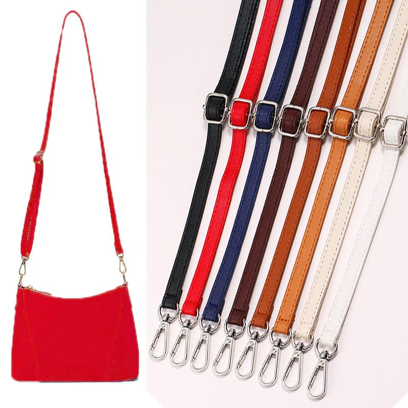  Hottest Offers 1.2cm Wide Thin Faux Leather Shoulder Bag Strap DIY Purse Handle Adjustable Crossbody Handbag Belt Replacement with Clasp